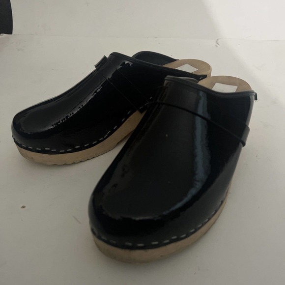 Kerstin Adolphson Clog Shoe, Women Sz9 Black Patent Leather Made in Sweden - Picture 2 of 8